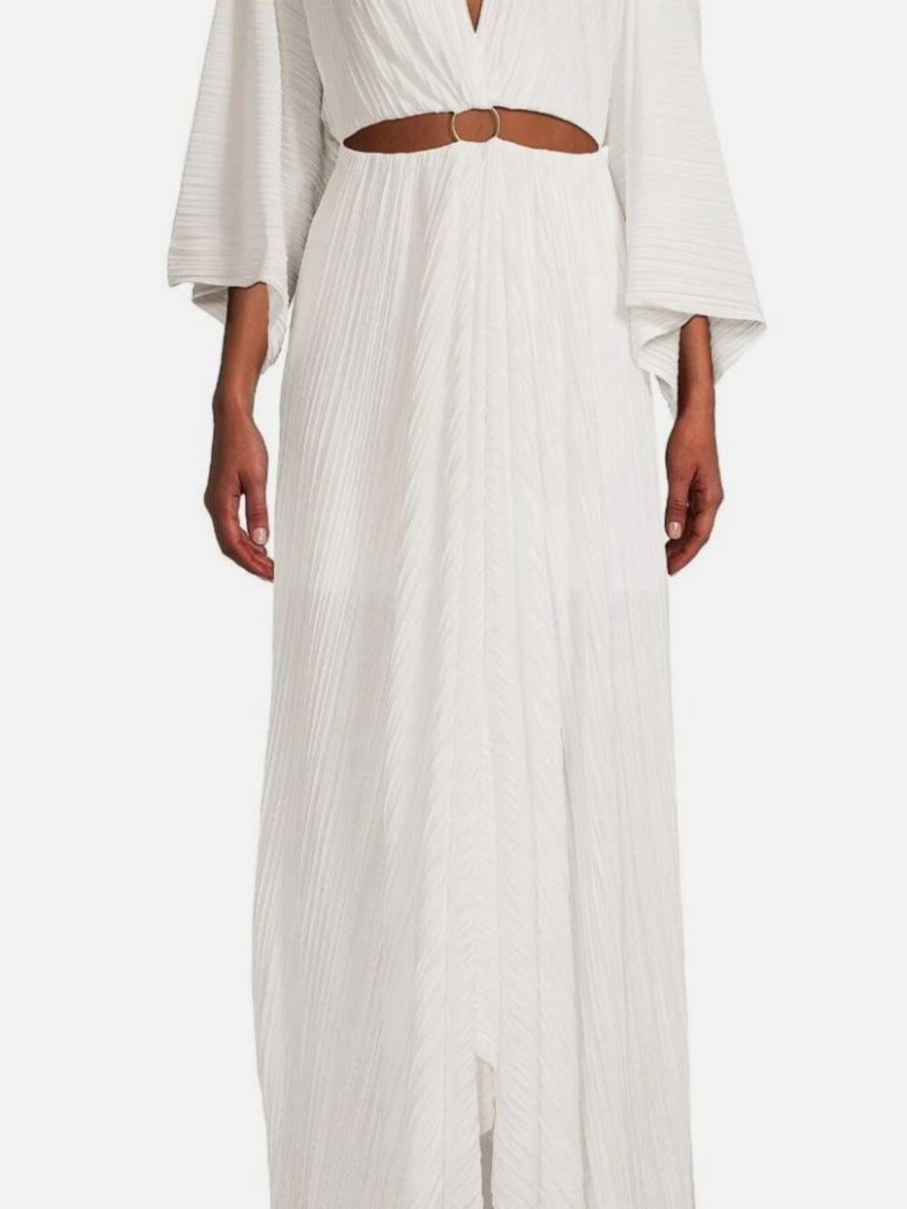 Significant Other Women's White Akila Plissé Cut-Out Maxi Dress Size 4